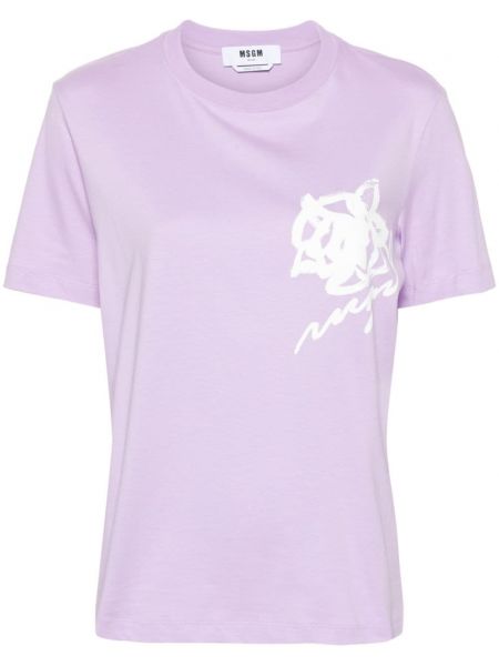 Raštuotas gėlėtas marškinėliai Msgm violetinė