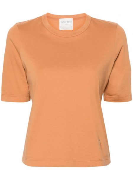 Haftowana koszulka bawełniana Forte Forte pomarańczowa