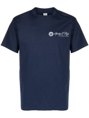 T-shirt di cotone con stampa Sporty & Rich blu