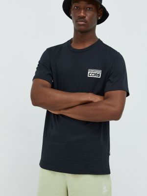 Памучна тениска с дълъг ръкав с принт Converse черно