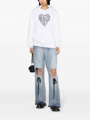 Raštuotas medvilninis džemperis su gobtuvu su širdelėmis Moschino Jeans