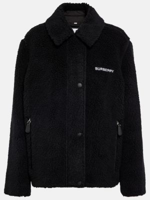 Флисовая шерстяная куртка с вышивкой Burberry черная