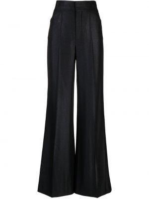 Vlněné zvonové kalhoty s vysokým pasem Chloé - černá