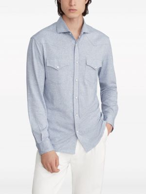 Kokvilnas lina krekls džersija Brunello Cucinelli zils