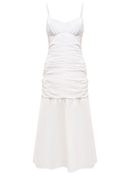Pamučna midi haljina s v-izrezom 12 Storeez bijela