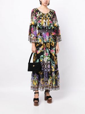 Seiden maxikleid mit print Camilla schwarz