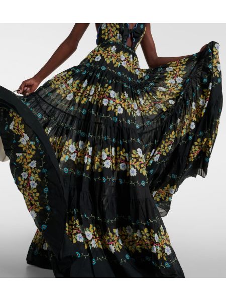 Pamučna maksi haljina s cvjetnim printom Etro crna