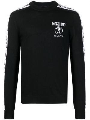 Плетен пуловер с джобове Moschino черно