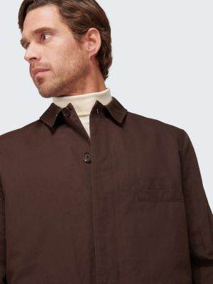 Chaqueta de lino de algodón Lemaire marrón