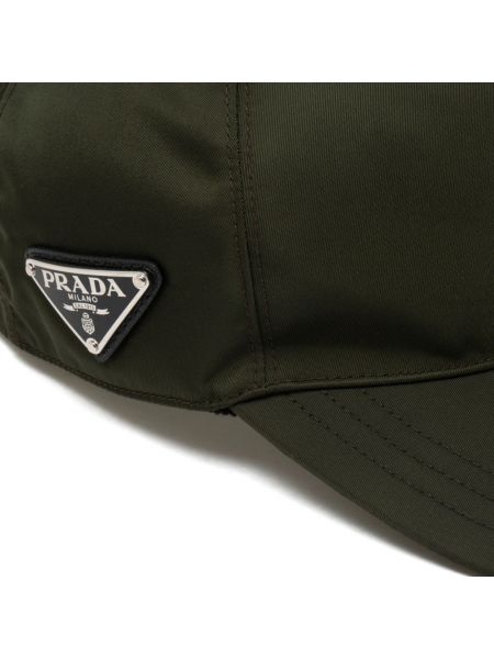 Nylonowa czapka z daszkiem Prada zielona