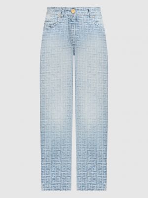 Прямые джинсы Balmain голубые