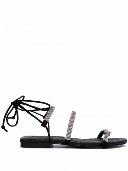 Křišťálové sandály bez podpatku Philipp Plein černé