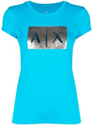 Тениска с пайети Armani Exchange синьо