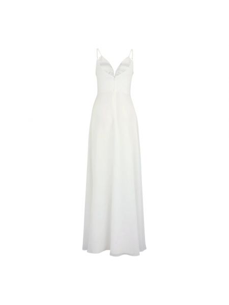 Sukienka długa szyfonowa z dekoltem w serek elegancka Vera Mont biała