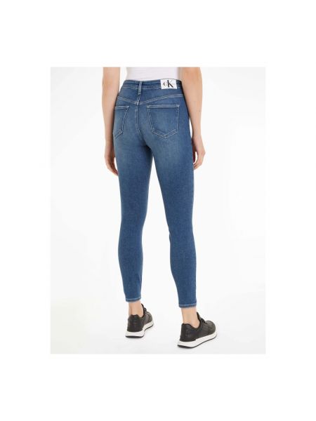 Jeansy skinny z wysoką talią Calvin Klein Jeans niebieskie