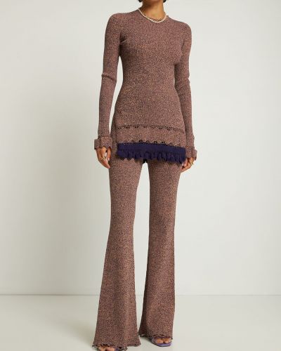 Pantaloni din viscoză tricotate Ulla Johnson violet