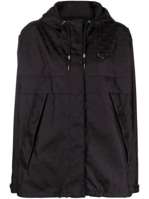 Páperová bunda s kapucňou Prada čierna