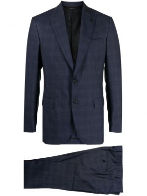 Kostkovaný oblek Brioni modrý