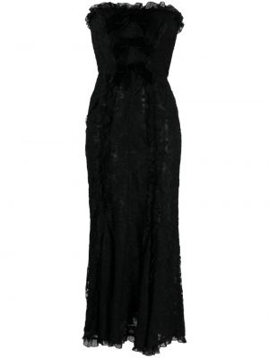 Čipkované midi šaty s mašľou Alessandra Rich čierna