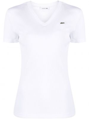 Тениска с v-образно деколте Lacoste бяло