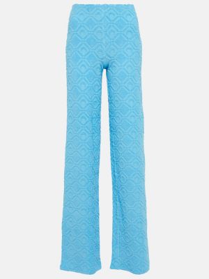 Žakárové voľné rovné nohavice Marine Serre modrá