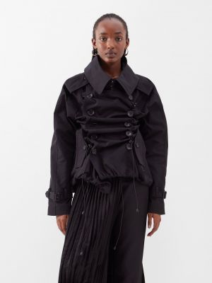Двубортный технический пиджак со сборкой спереди. Junya Watanabe черный