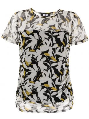 Φλοράλ μπλούζα με σχέδιο με διαφανεια Dkny