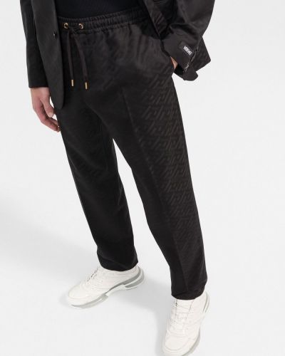 Spodnie sportowe z nadrukiem Versace czarne