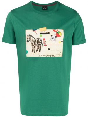 T-shirt di cotone con stampa Ps Paul Smith verde