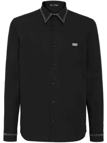 Černá bavlněná košile Philipp Plein