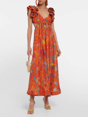 Шелковое длинное платье в цветочек с принтом Zimmermann