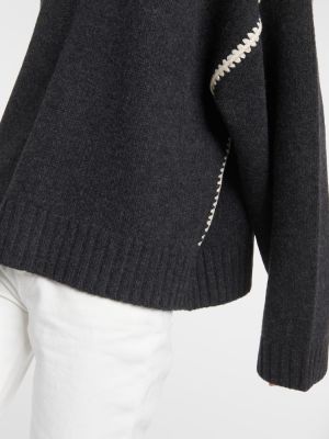 Kašmírový vlnený sveter s výšivkou Totême sivá