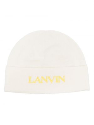 Vlnená čiapka s výšivkou Lanvin biela