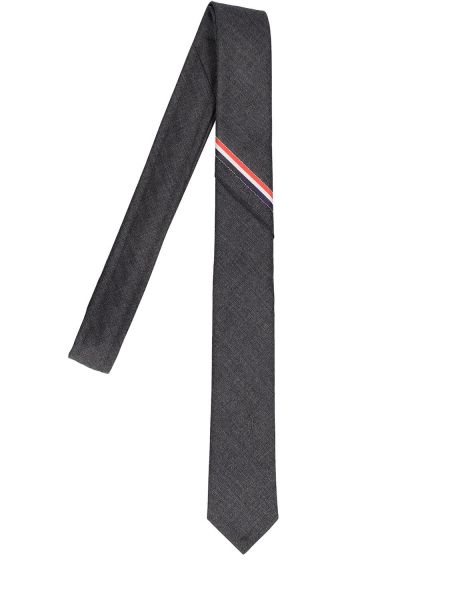 Klasisks svītrainas kaklasaite Thom Browne pelēks