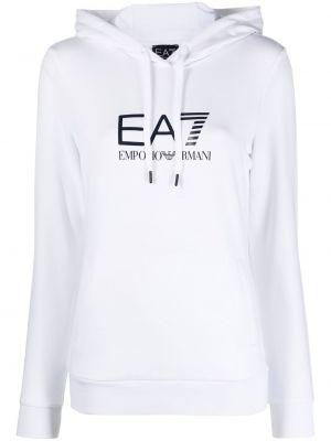 Trykt hettegenser Ea7 Emporio Armani hvit