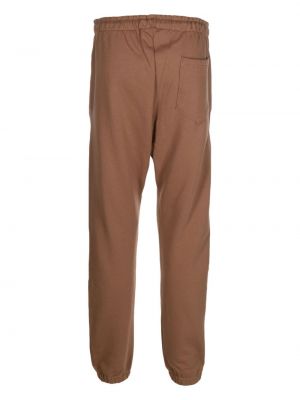Haftowane spodnie sportowe bawełniane Flaneur Homme brązowe