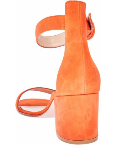 Замшевые босоножки на каблуке Gianvito Rossi оранжевые