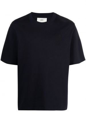 T-shirt med broderi Ami Paris blå