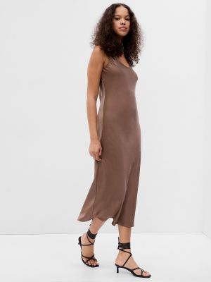 Атласна сукня міді Gap коричнева