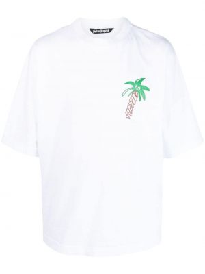 Памучна тениска с принт Palm Angels бяло