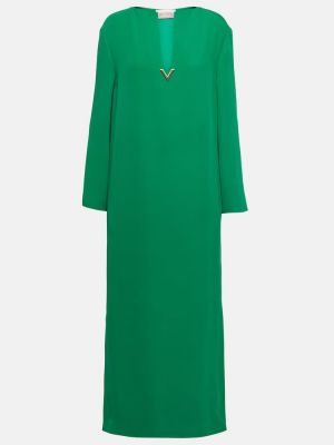 Hedvábné dlouhé šaty Valentino zelené