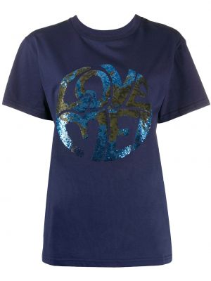 Majica sa šljokicama Alberta Ferretti plava