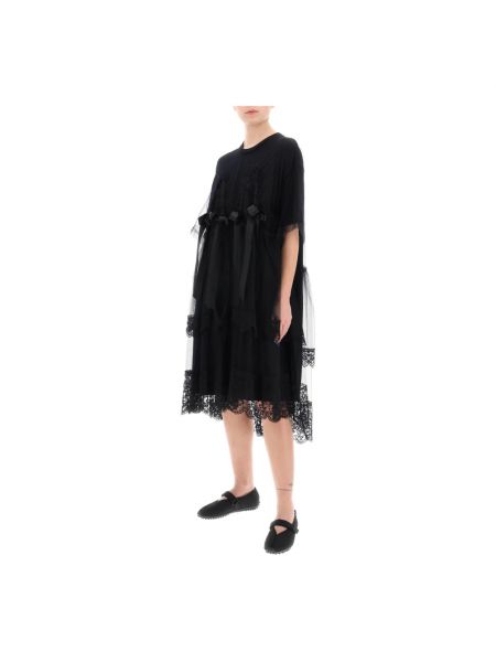 Sukienka midi z siateczką koronkowa Simone Rocha czarna
