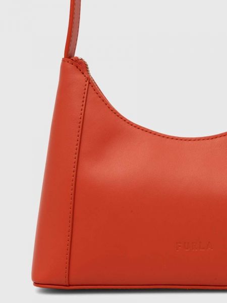Кожаная сумка шоппер Furla оранжевая