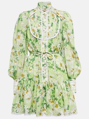 Mini vestido de flores con cuello alto Alemais verde