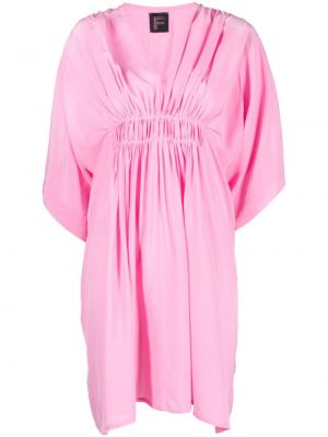 Sukienka z dekoltem w serek plisowana Fisico różowa