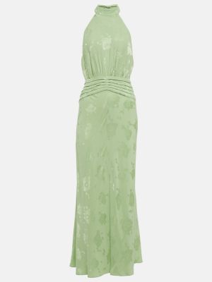 Rochie lunga cu model floral Rixo verde