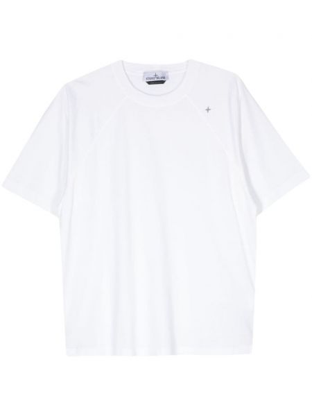 T-shirt brodé en coton Stone Island blanc