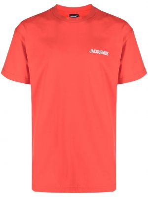 Памучна тениска с принт Jacquemus червено