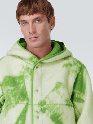 Giacca di lana felpato con stampa Y-3 verde